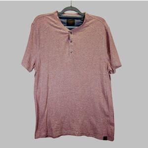 Copper and Oak Men's Henley Short Sleeve Pullover Size Large Red